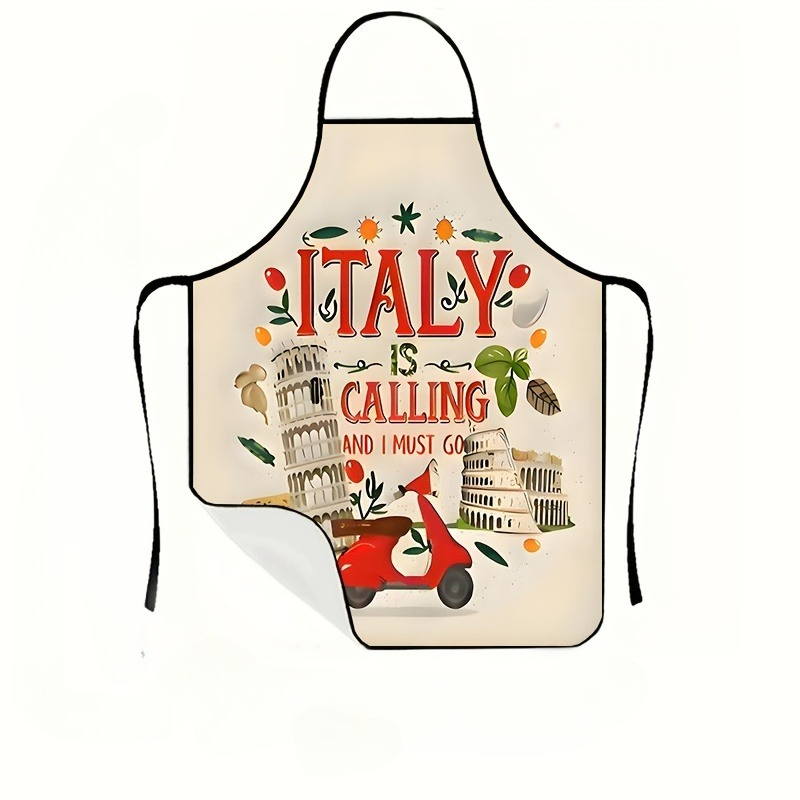Home Cooking In Italian - イタリアをテーマにしたエプロン1枚、イタリアが呼んでいる、そして私は行かなければならない、ピサの斜塔とコロッセオをモチーフにしたデザイン、ユニセックス、クラフト、ベーキング、絵画、キッチンや家庭の掃除、家庭料理、シェフ、ウェイター、カフェ、バーベキューに最適なエプロン、21。 7× 28. 7インチ、家族や友人への完璧なホリデーギフトアイデア