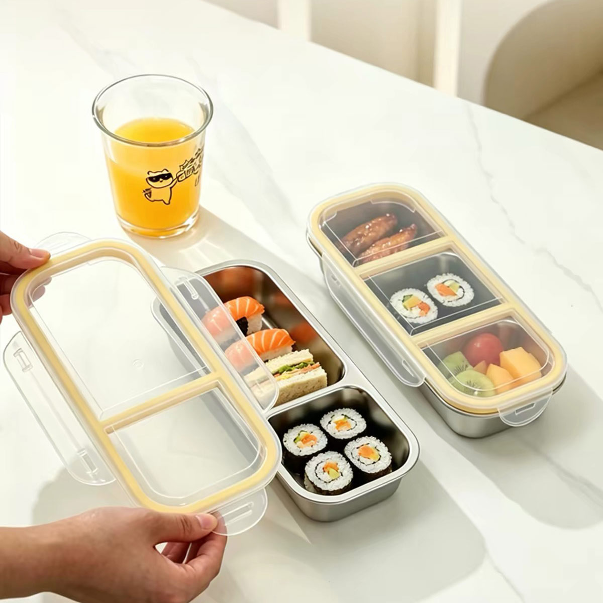 ステンレス製の蓋付き食品保存容器、食品グレードの密閉ランチボ - Home Cooking Food のレビューと価格
