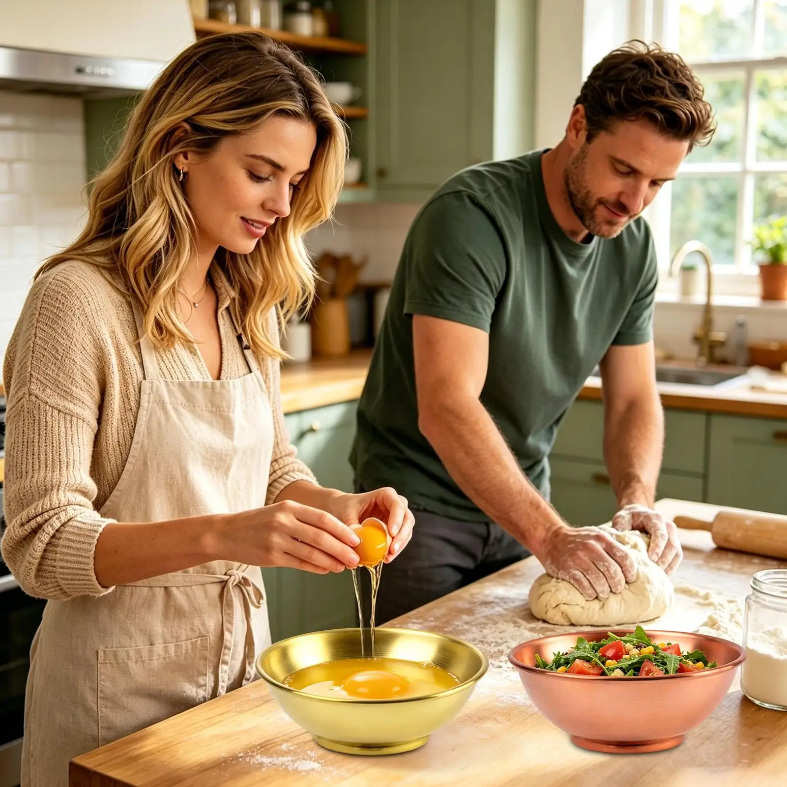 銅製ボウル 大型保存容器 サラダ用銅皿 ホームベーキング サ - Home Cooking Food のレビューと価格