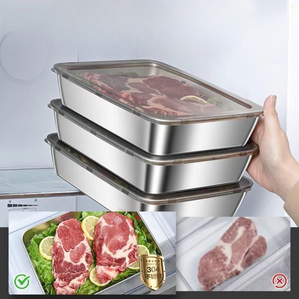 食品グレードのステンレス製サービングトレイ（蓋付き）、多目的 - Home Cooking Food のレビューと価格
