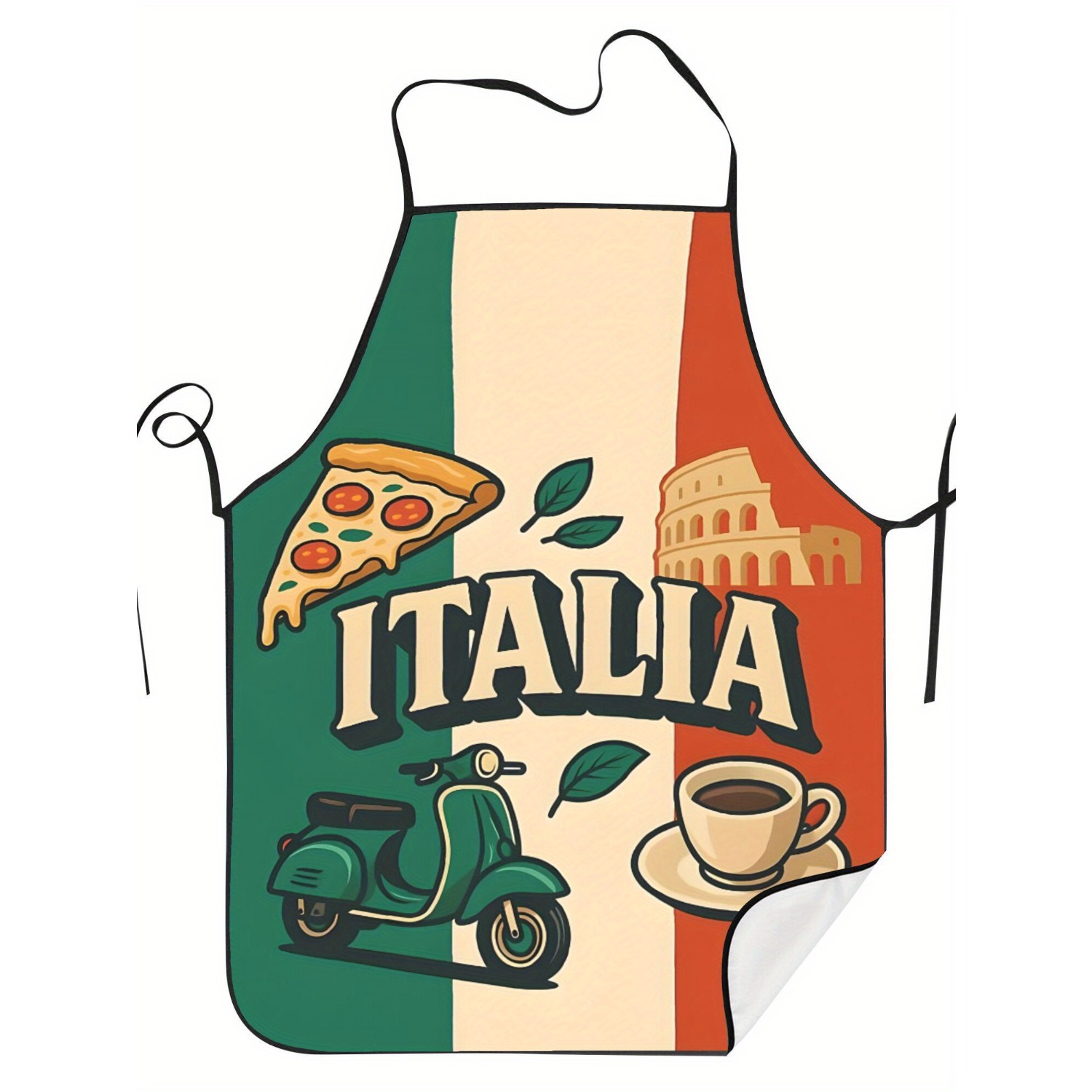 レトロなイタリア国旗柄キッチンエプロン ピザ スクーター コ - Home Cooking In Italian のレビューと価格